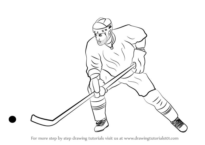 800x565 Learn How To Draw Ice Hockey Player - Hockey Player Drawing
