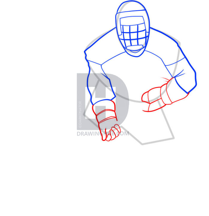 697x720 How To Draw A Hockey Player, Step - Hockey Player Drawing