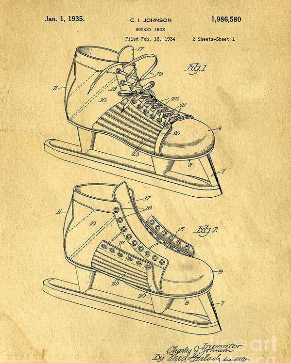 599x749 hockey skates patent art blueprint drawing poster - Hockey Skate Drawing