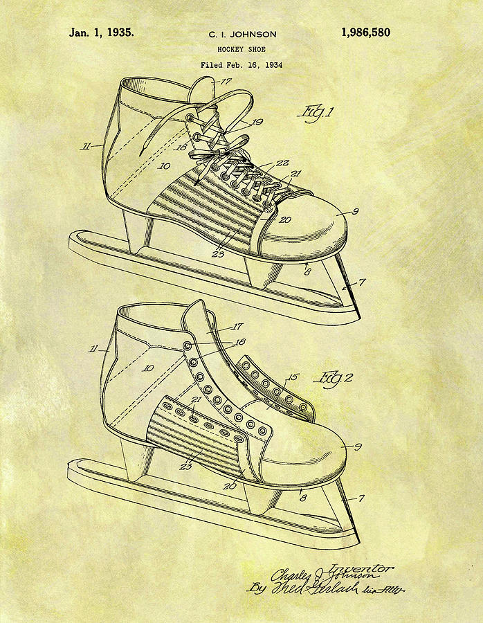 698x900 ice hockey skates patent image drawing - Hockey Skate Drawing