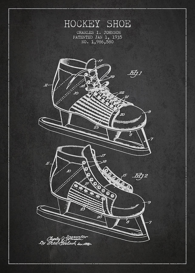 642x900 Vintage Hockey Shoe Patent Drawing From Digital Art - Hockey Skate Drawing