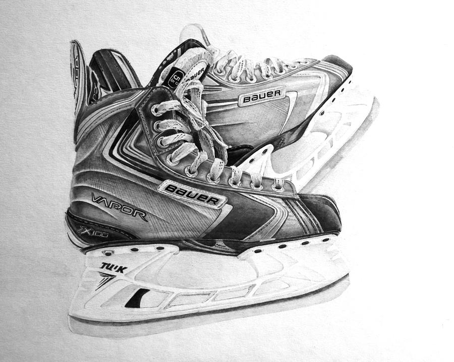 Hockey Skate Drawing at PaintingValley.com | Explore collection of ...