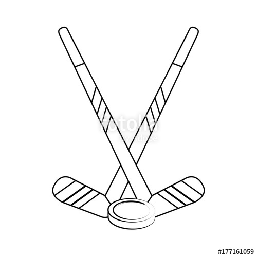 500x500 hockey sticks and puck icon vector illustration graphic design - Hockey Stick And Puck Drawing