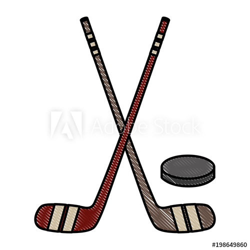 500x500 hockey sticks crossed and puck sport vector illustration drawing - Hockey Stick And Puck Drawing