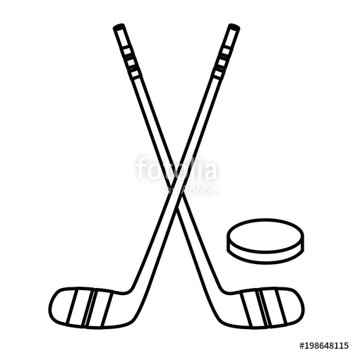 500x500 hockey sticks crossed and puck sport vector illustration drawing - Hockey Stick Drawing