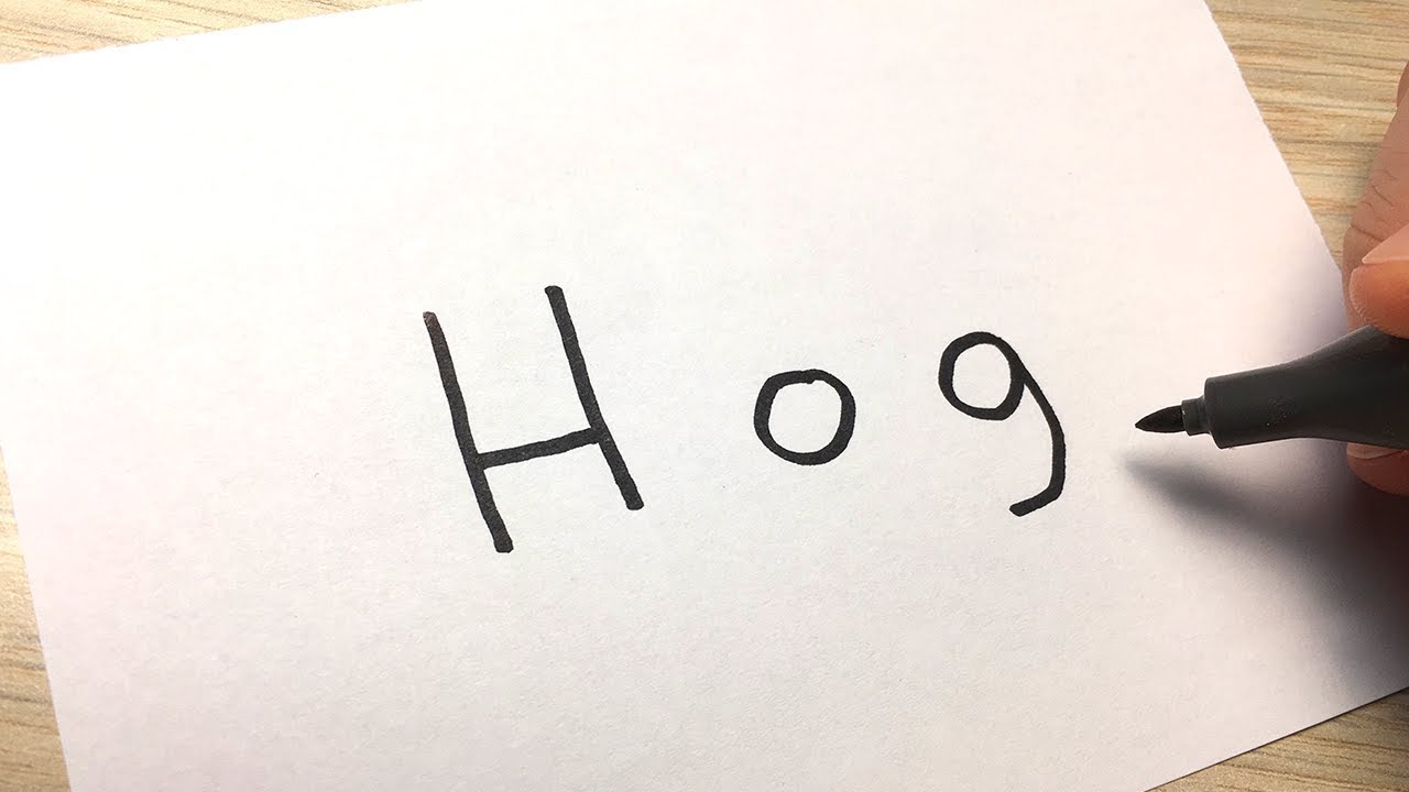 1280x720 how to turn word hog into a cartoon - Hog Drawing