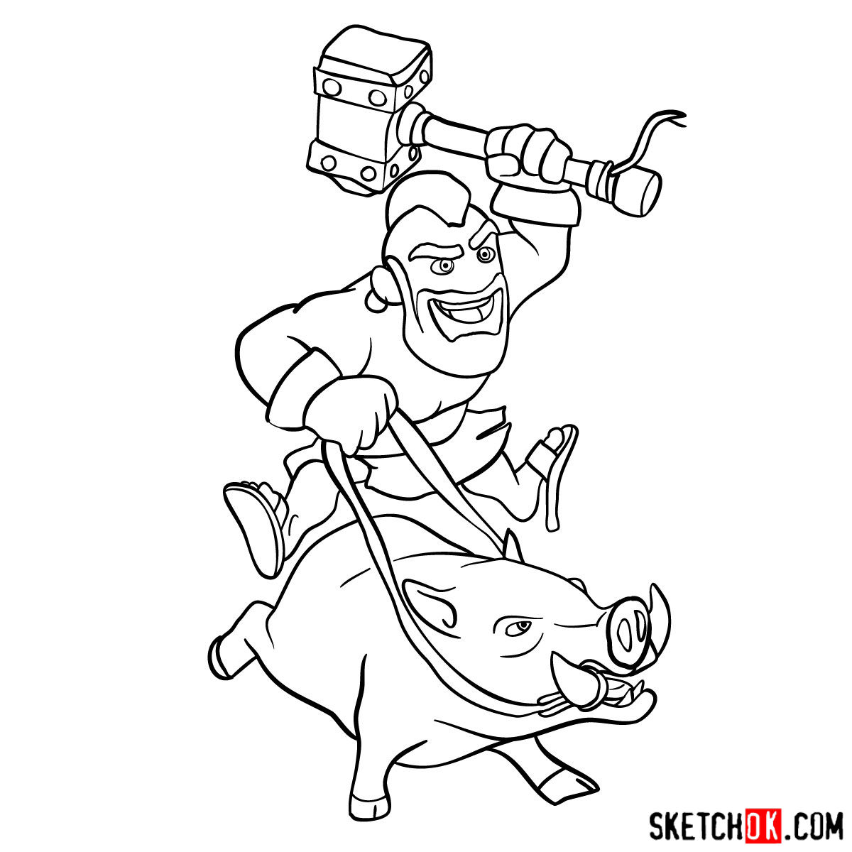 1200x1200 how to draw hog rider from clash of clans - Hog Drawing