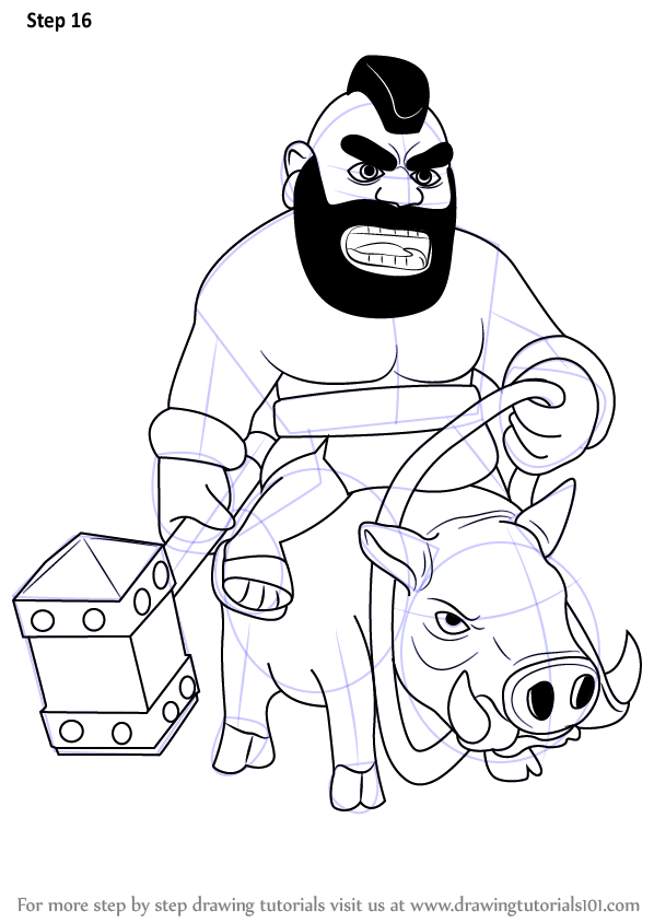 598x844 learn how to draw hog rider from clash of the clans - Hog Drawi...