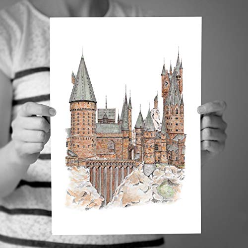 500x500 Hogwarts Castle, Harry Potter Art Detailed Pen Drawing Limited - Hogwarts Castle Drawing