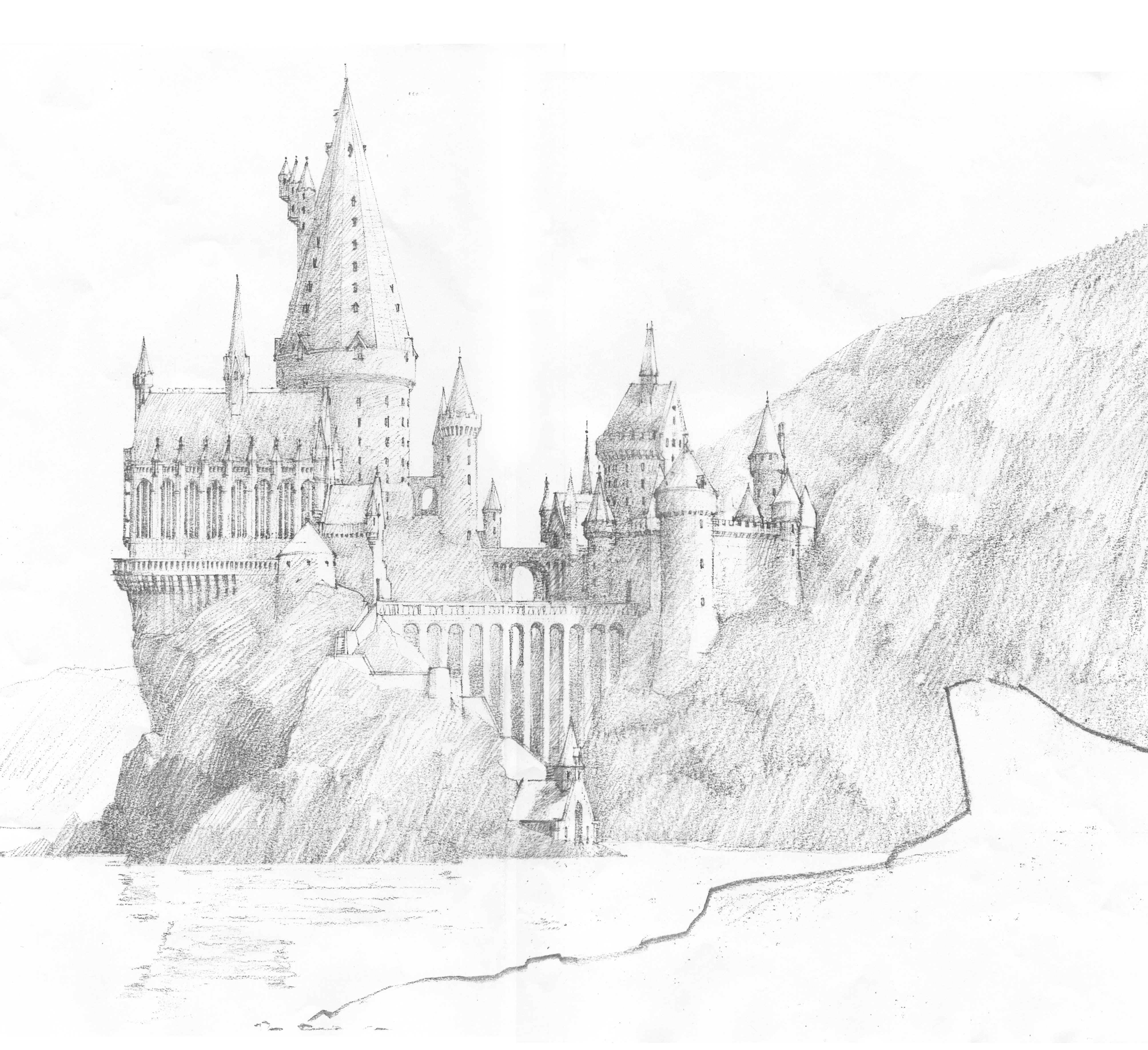 4015x3671 Hogwarts Castle - Hogwarts Castle Drawing