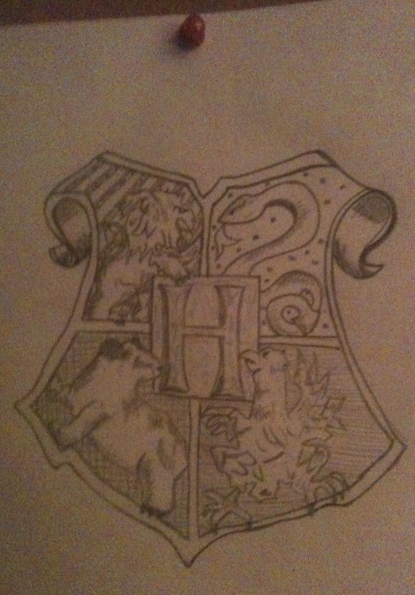 1344x1926 i attempted to draw the hogwarts crest, what do you guys think - Hogwarts Crest Drawing