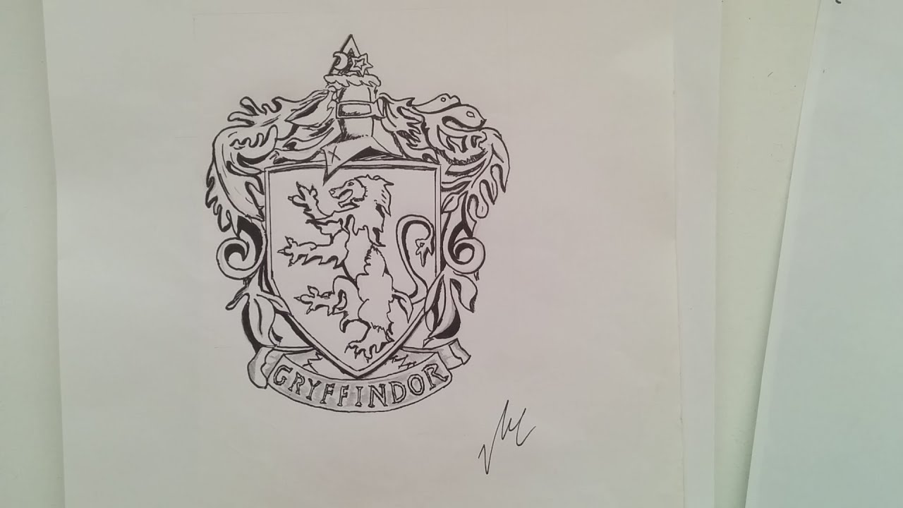 1280x720 Gryffindor Emblem - Hogwarts Crest Drawing