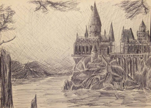 488x350 hogwarts pen drawing - Hogwarts Drawing