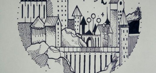 520x245 Doodles - Hogwarts Drawing