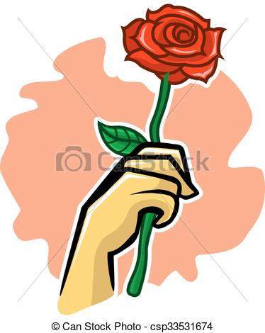 374x470 Holding Rose Flower A Vector Illustration Of Hand Holding Red Rose - Holding A Rose Drawing