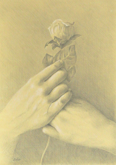 385x550 Images Of Drawings Of Hands Holding A Rose - Holding A Rose Drawing