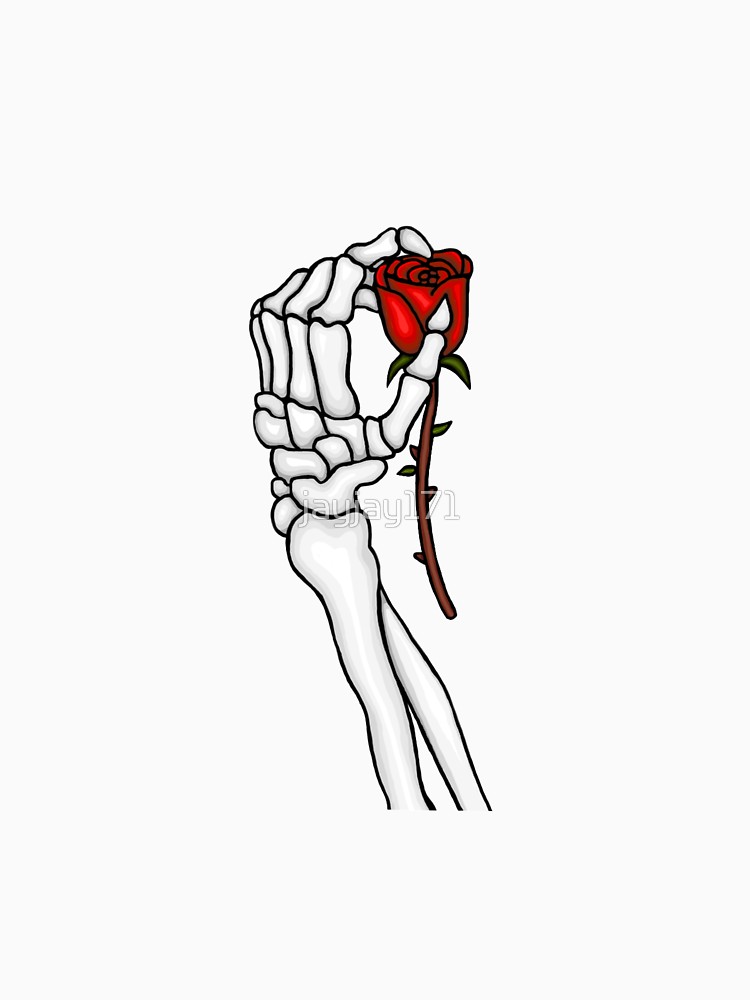 750x1000 Skeleton Hand Holding Rose T Shirt - Holding A Rose Drawing