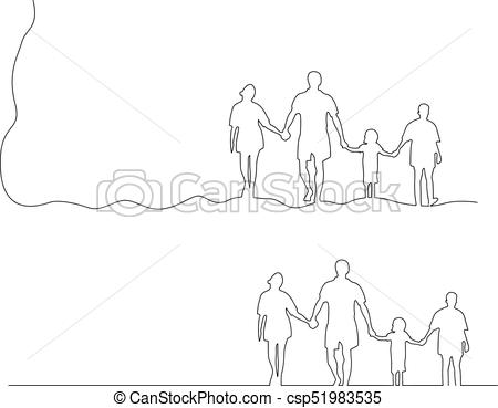 450x369 Family Holding Hands Together Vector Illustration Black Lines - Holding Hands Black And White Drawing