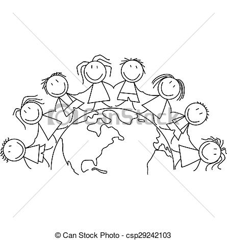 445x470 Kids Holding Hands Clipart Black And White Clip Art Images - Holding Hands Black And White Drawing