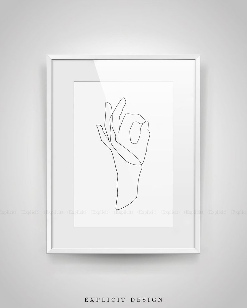 794x992 Printable Ok Hand Gesture Line Drawing Black And White Hands Etsy - Holding Hands Black And White Drawing