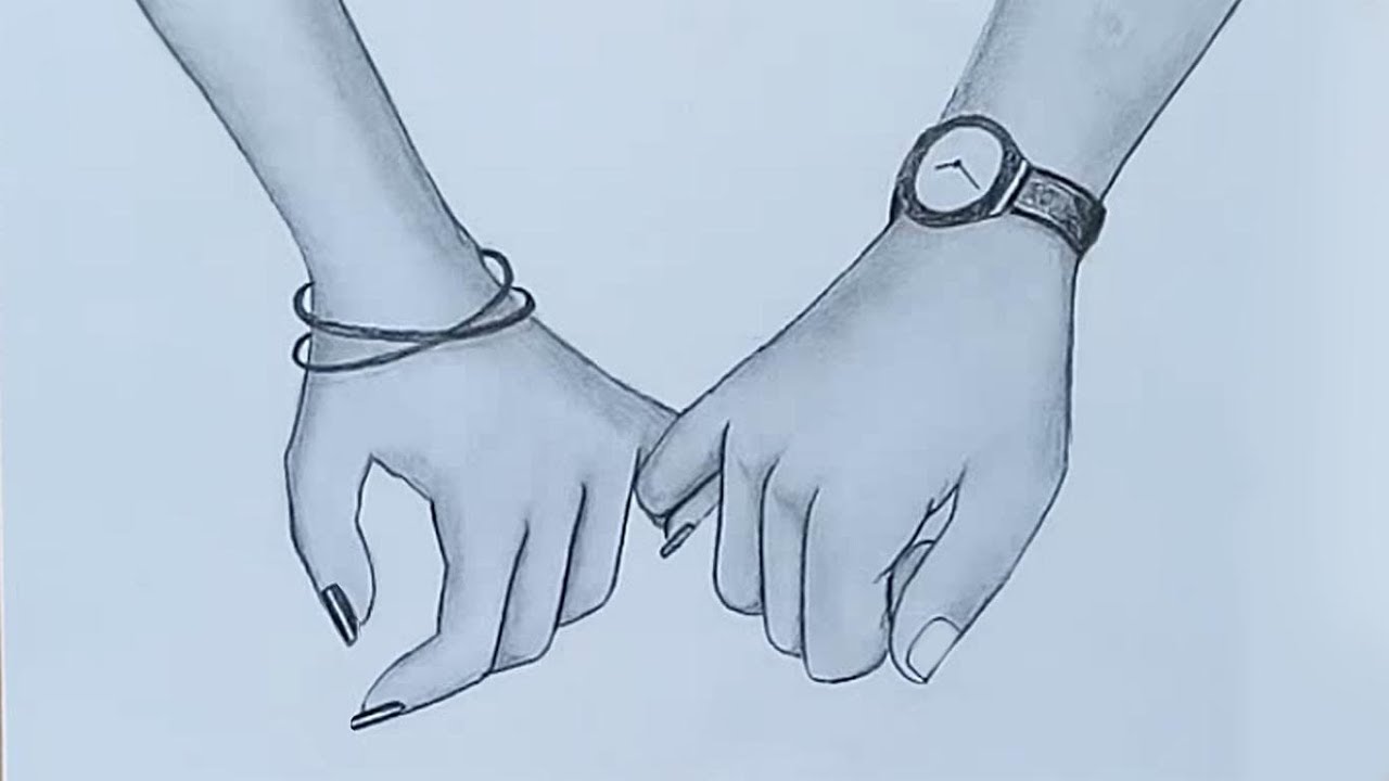 1280x720 Holding Hands Pencil Sketch Valentine's Day Special - Holding Hands Drawing