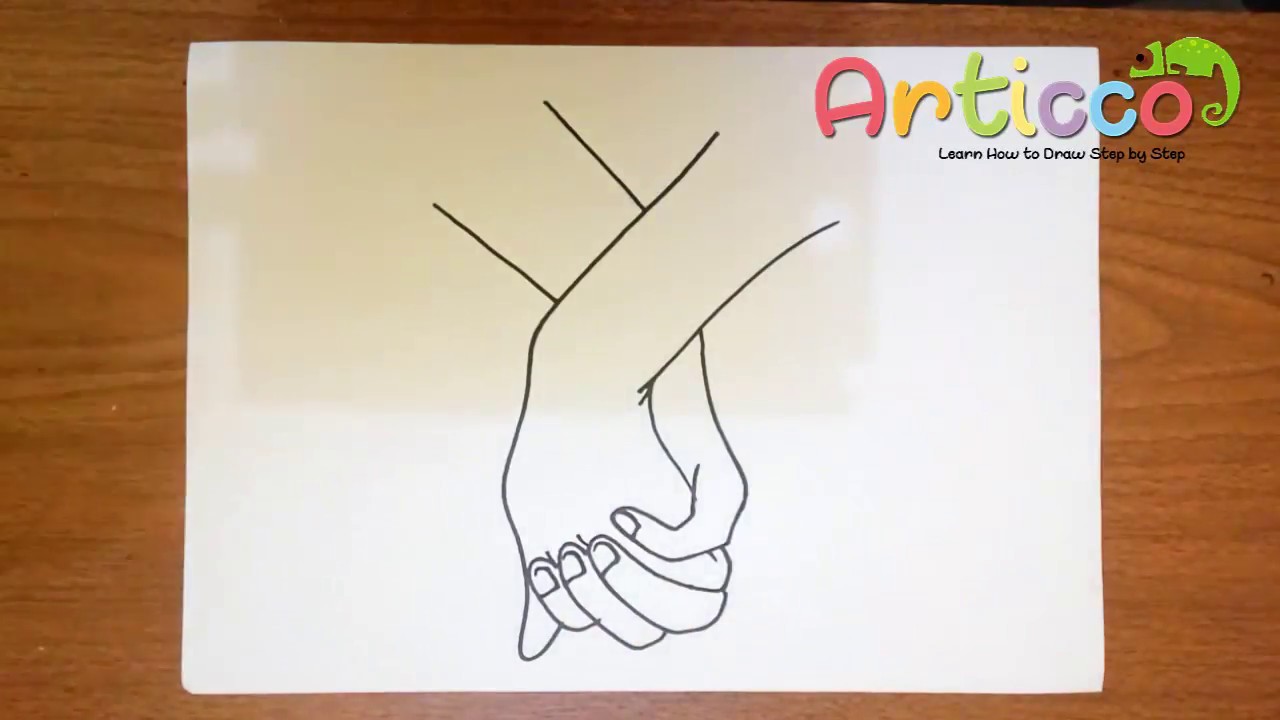 1280x720 How To Draw Holding Hand Step - Holding Hands Drawing