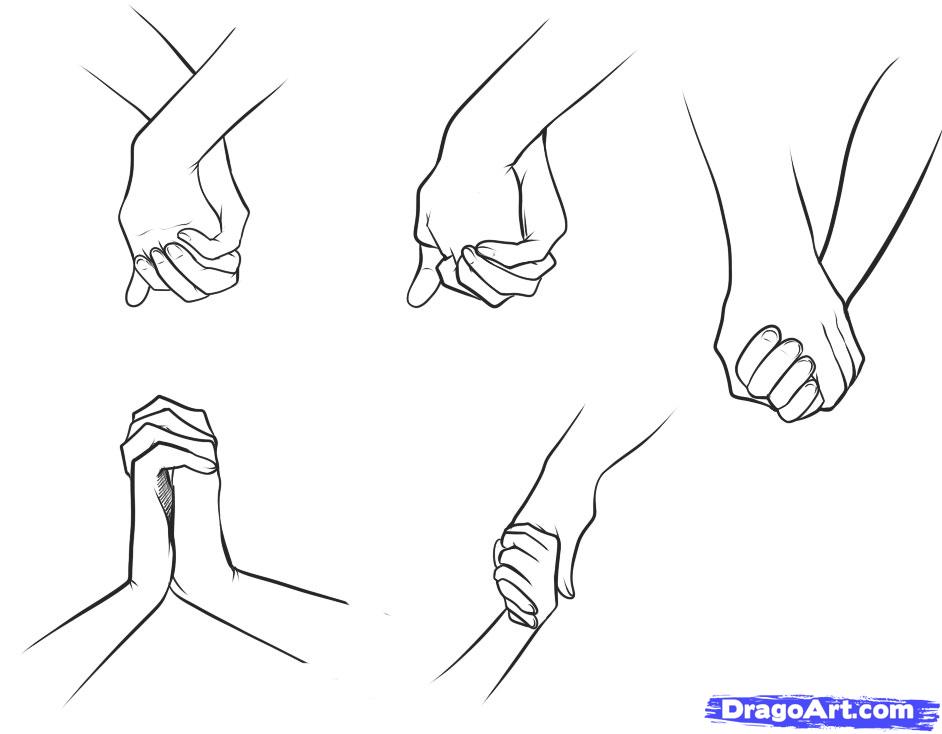 942x734 How To Draw Holding Hands, Step - Holding Hands Drawing