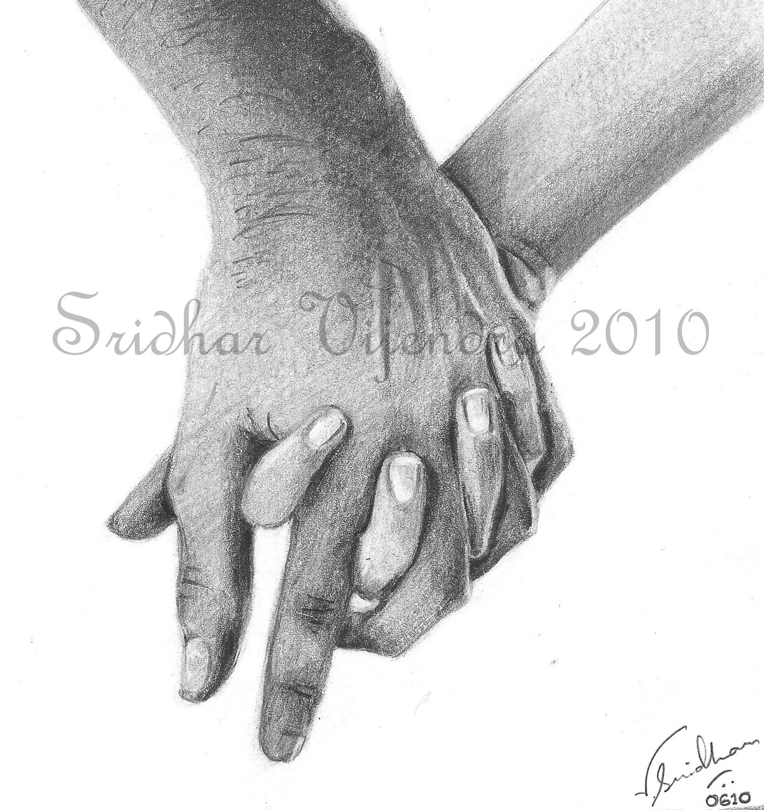 1509x1600 Drawing Holding Hands - Holding Hands Drawing