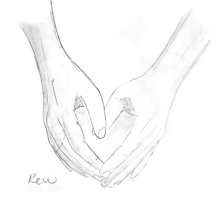 900x860 Hand Drawing - Holding Hands Drawing Easy