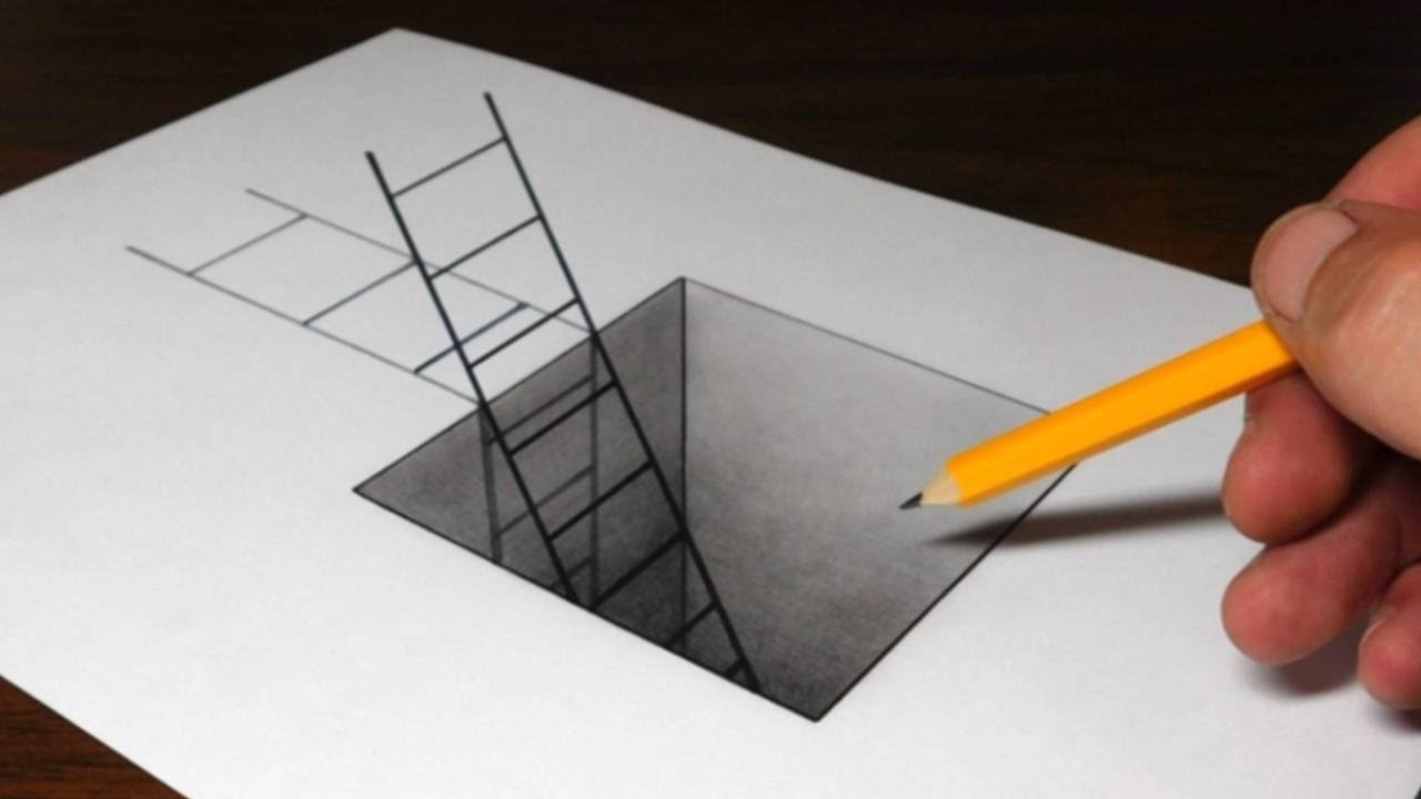 1280x720 how to draw a ladder in a hole - Hole Drawing