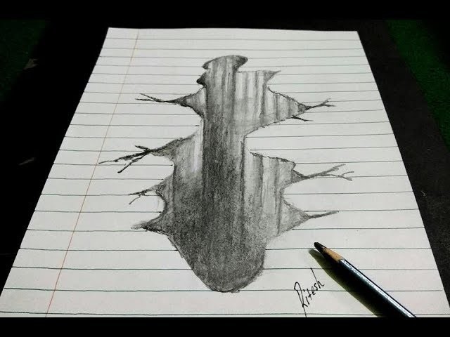 640x480 drawing hole, trick art on line paper, easy hole drawing - Hole Drawing