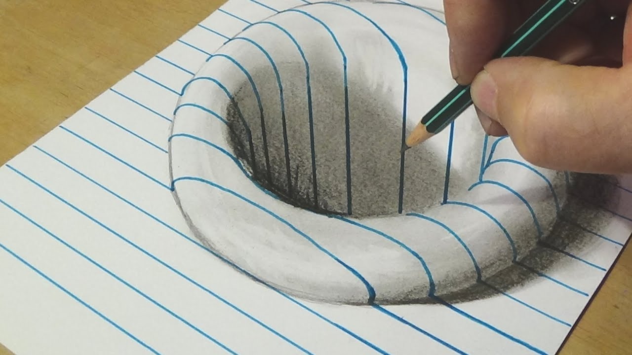 1280x720 drawing round hole in lined paper - Hole In Paper Drawing