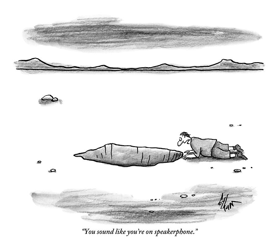 900x804 A Man Shouts Down Into A Large Hole In The Ground Drawing - Hole In The Ground Drawing