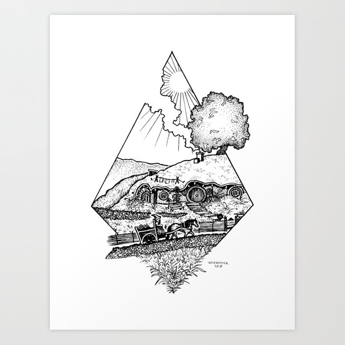 700x700 In A Hole In The Ground Art Print - Hole In The Ground Drawing