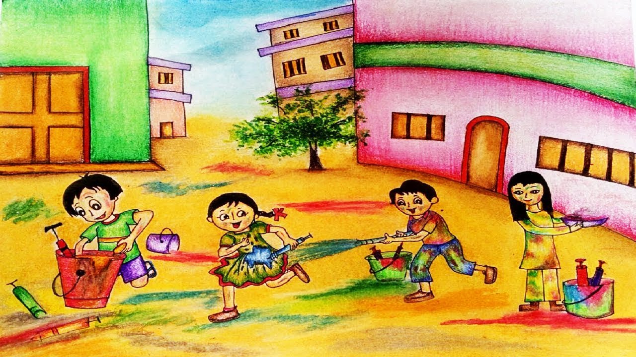 1280x720 Holi Drawing - Holi Drawing