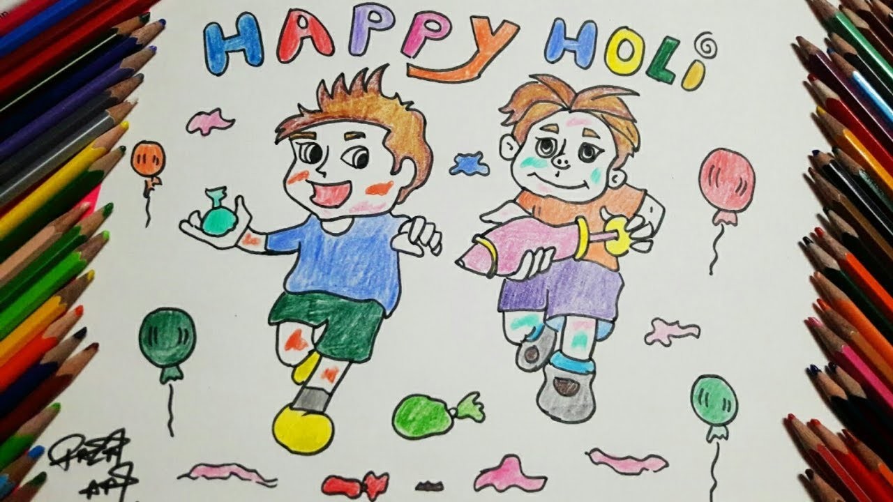 Holi Drawing at PaintingValley.com | Explore collection of Holi Drawing