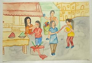 300x206 India Paintingwater Colour Drawing Hindu Festival Holi - Holi Drawing