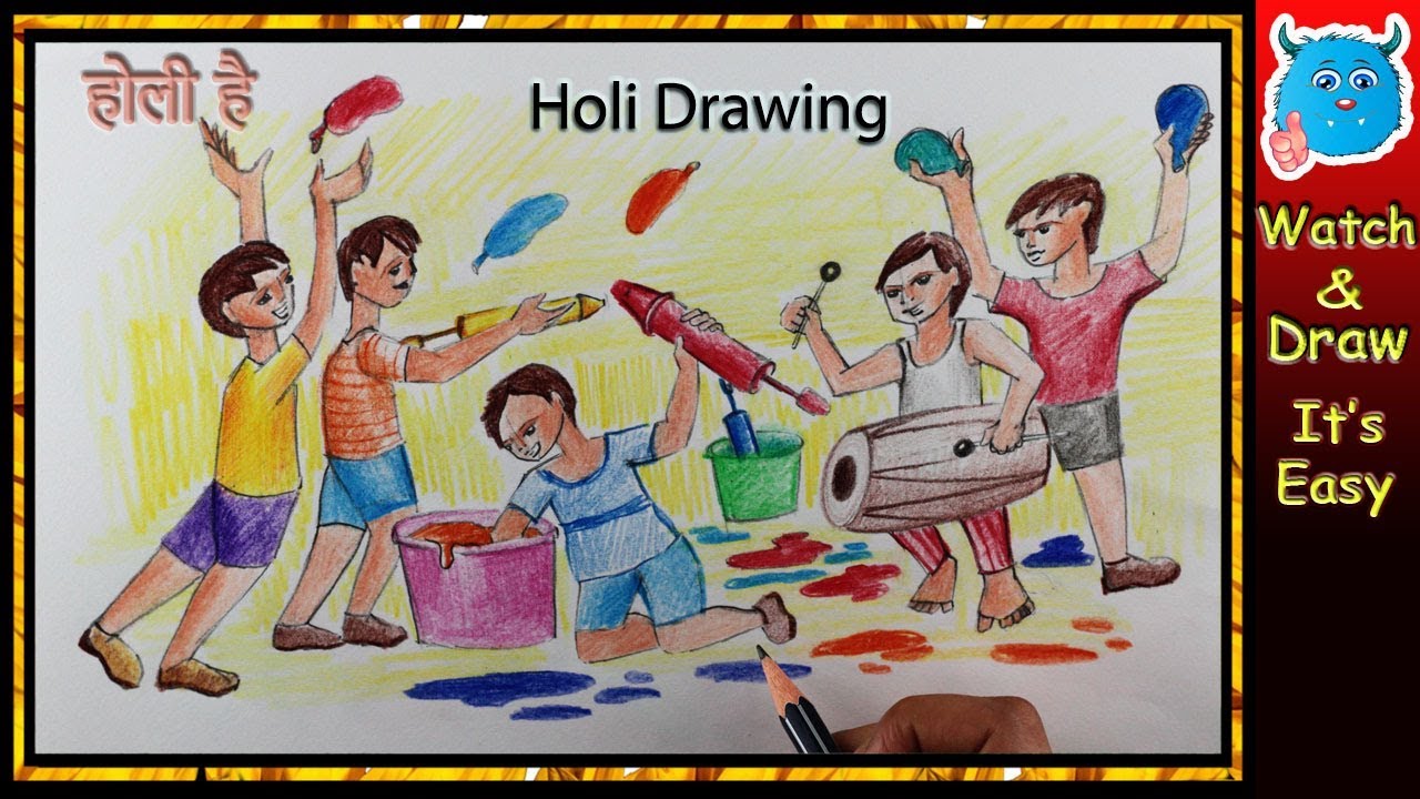 Holi Drawing at PaintingValley.com | Explore collection of Holi Drawing