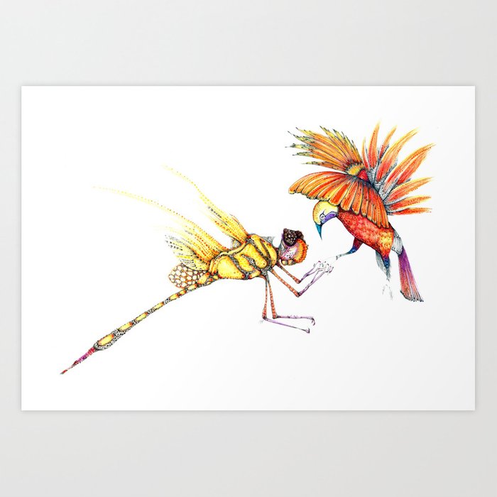 700x700 holiday drawings dragonfly bird of paradise art print - Holiday Drawings