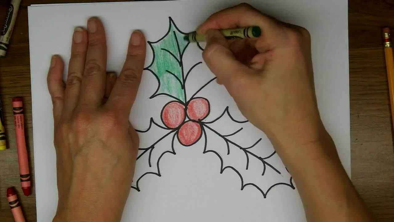 1280x720 drawing how to draw holly and holly berries - Holly Berry Drawing