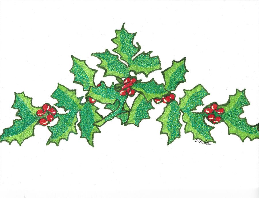 900x690 Holly Berries Drawing - Holly Drawing