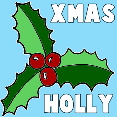 400x400 how to draw christmas holly with easy tutorial - Holly Drawing