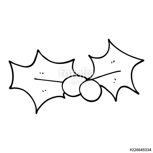500x500 Line Drawing Cartoon Holly Leaf Stock Image And Royalty Free - Holly Drawing