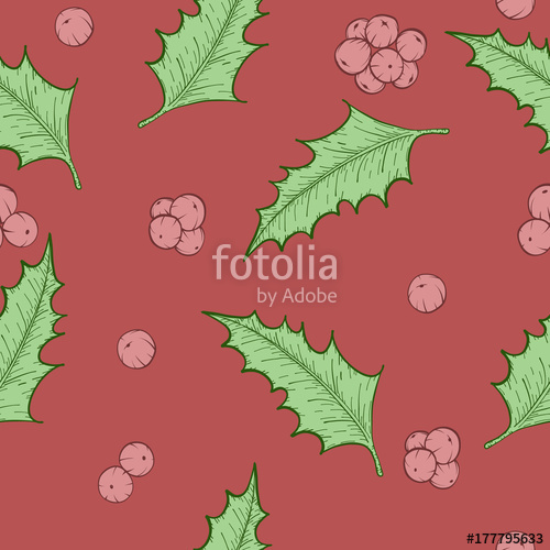 500x500 Holly Leaves And Berries - Holly Leaf Drawing
