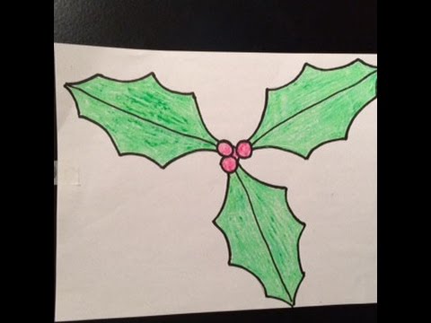 480x360 drawing,how to draw holly and berries, fast and easy,cartoonfor - Holly Leaves And Berries Drawing