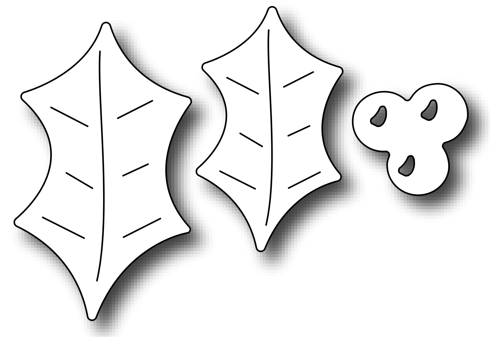 1559x1074 Frantic Stamper - Holly Leaves And Berries Drawing