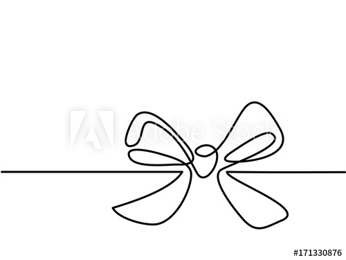 500x375 Christmas Holly Decoration Bow Knot Continuous Line Drawing - Holly Line Drawing