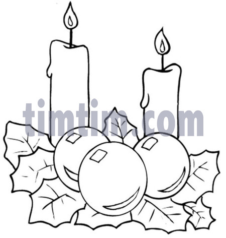 450x472 free drawing of christmas candles from the category christmas - Holly Line Drawing