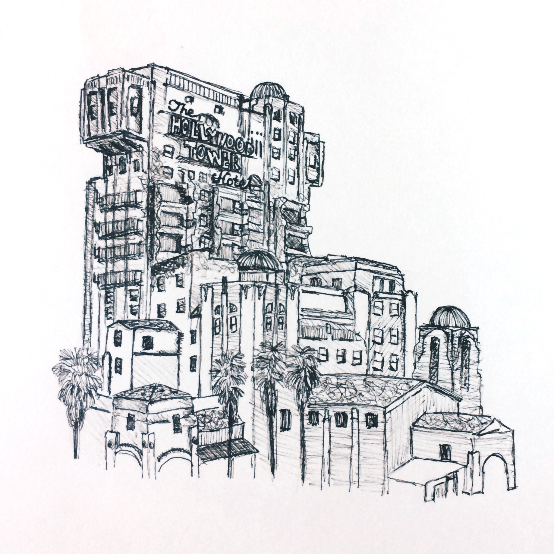1838x1838 hollywood drawing landmark for free download - Hollywood Drawing