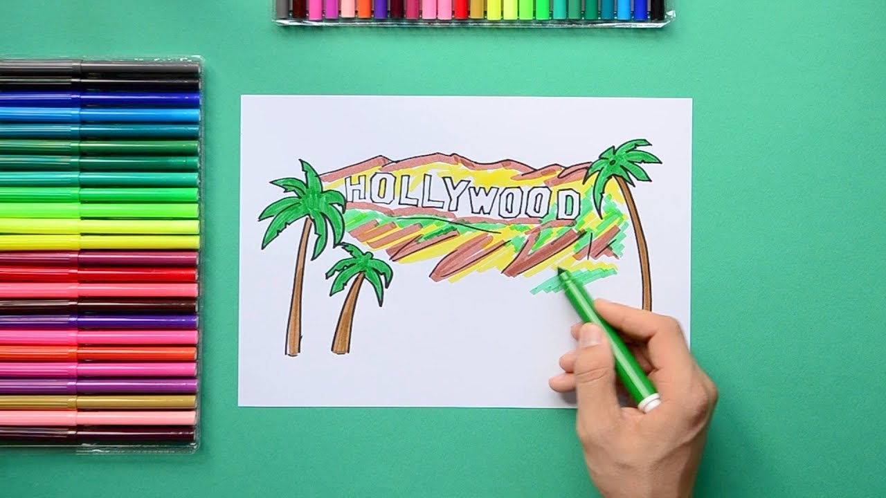 1280x720 how to draw the hollywood sign, california - Hollywood Sign Drawing